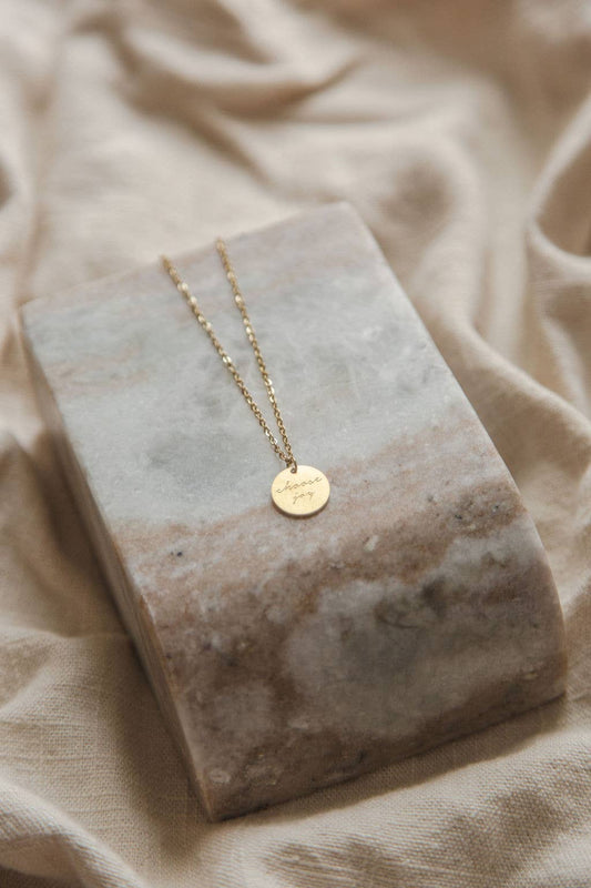 Joy Pendant: 14K Shiny Script