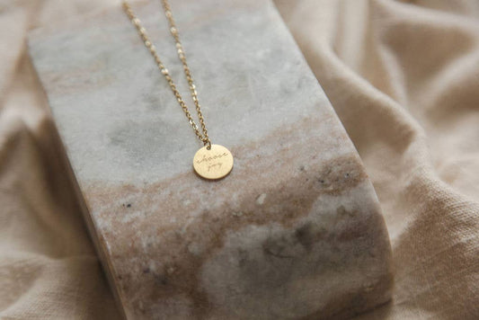 Joy Pendant: 14K Shiny Script